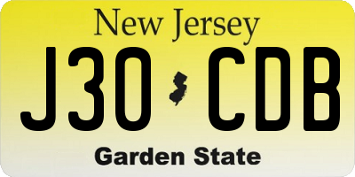 NJ license plate J30CDB