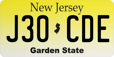 NJ license plate J30CDE