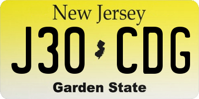 NJ license plate J30CDG