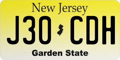 NJ license plate J30CDH