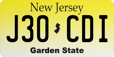 NJ license plate J30CDI