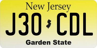 NJ license plate J30CDL