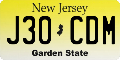 NJ license plate J30CDM