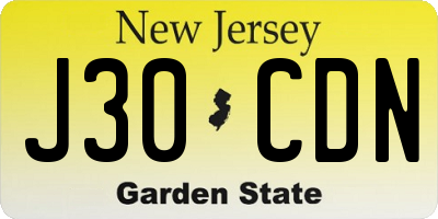 NJ license plate J30CDN