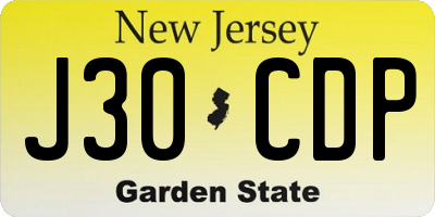 NJ license plate J30CDP