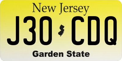 NJ license plate J30CDQ