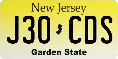 NJ license plate J30CDS