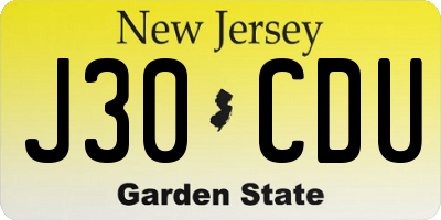 NJ license plate J30CDU