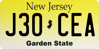 NJ license plate J30CEA