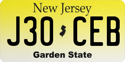 NJ license plate J30CEB