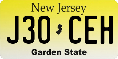 NJ license plate J30CEH