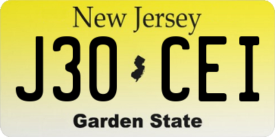 NJ license plate J30CEI