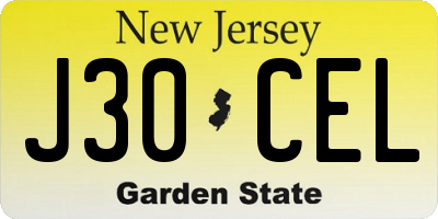 NJ license plate J30CEL