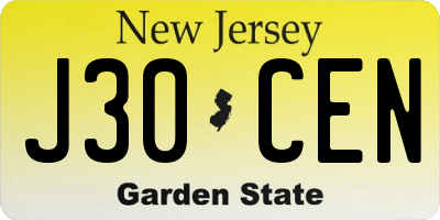 NJ license plate J30CEN