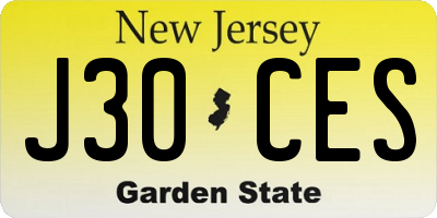 NJ license plate J30CES
