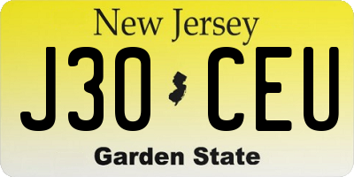 NJ license plate J30CEU