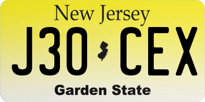 NJ license plate J30CEX