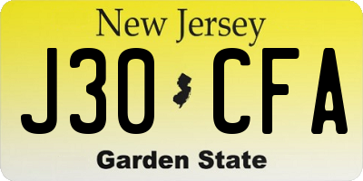 NJ license plate J30CFA