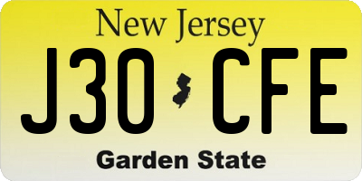 NJ license plate J30CFE
