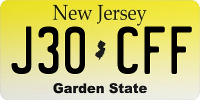 NJ license plate J30CFF