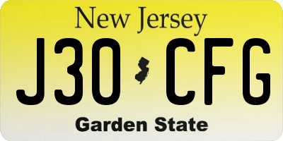 NJ license plate J30CFG