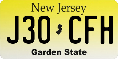 NJ license plate J30CFH