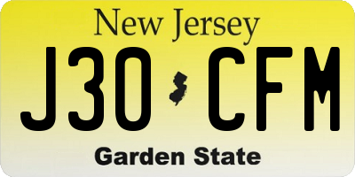 NJ license plate J30CFM