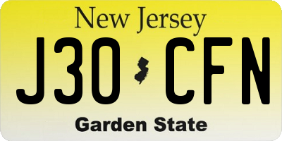 NJ license plate J30CFN
