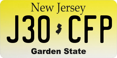NJ license plate J30CFP