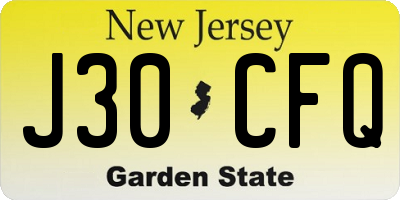 NJ license plate J30CFQ