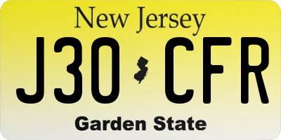 NJ license plate J30CFR