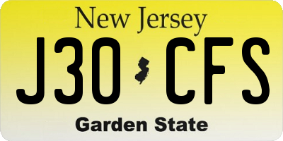 NJ license plate J30CFS