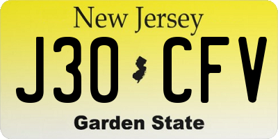 NJ license plate J30CFV