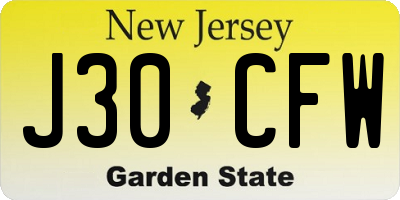 NJ license plate J30CFW