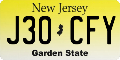 NJ license plate J30CFY