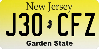 NJ license plate J30CFZ