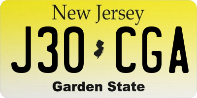 NJ license plate J30CGA