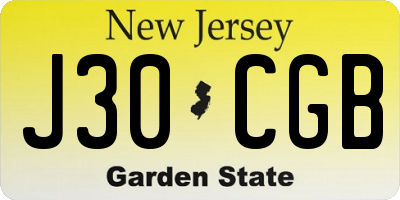 NJ license plate J30CGB