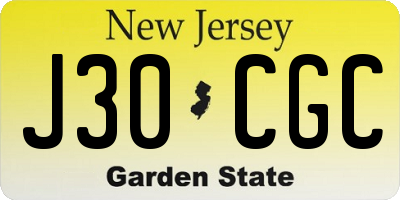 NJ license plate J30CGC