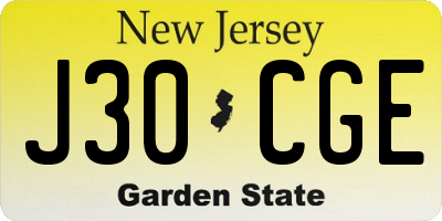 NJ license plate J30CGE