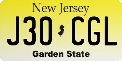 NJ license plate J30CGL