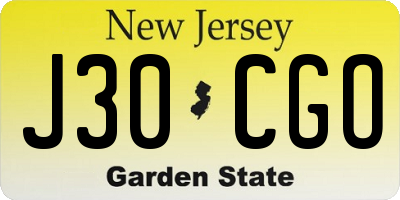 NJ license plate J30CGO