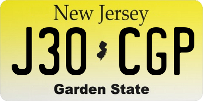 NJ license plate J30CGP