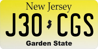 NJ license plate J30CGS