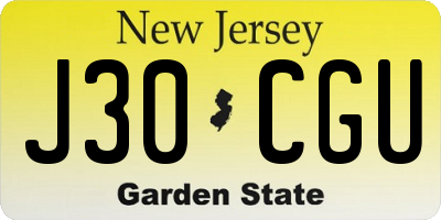 NJ license plate J30CGU