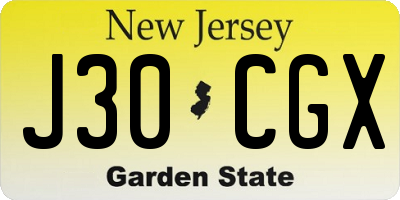 NJ license plate J30CGX