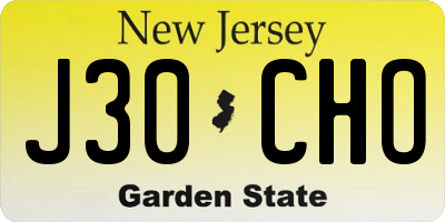 NJ license plate J30CHO