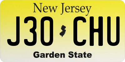 NJ license plate J30CHU