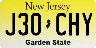 NJ license plate J30CHY