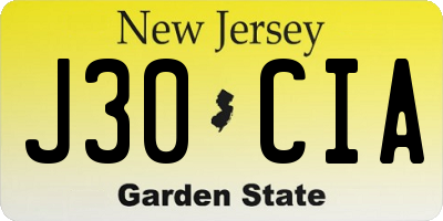 NJ license plate J30CIA